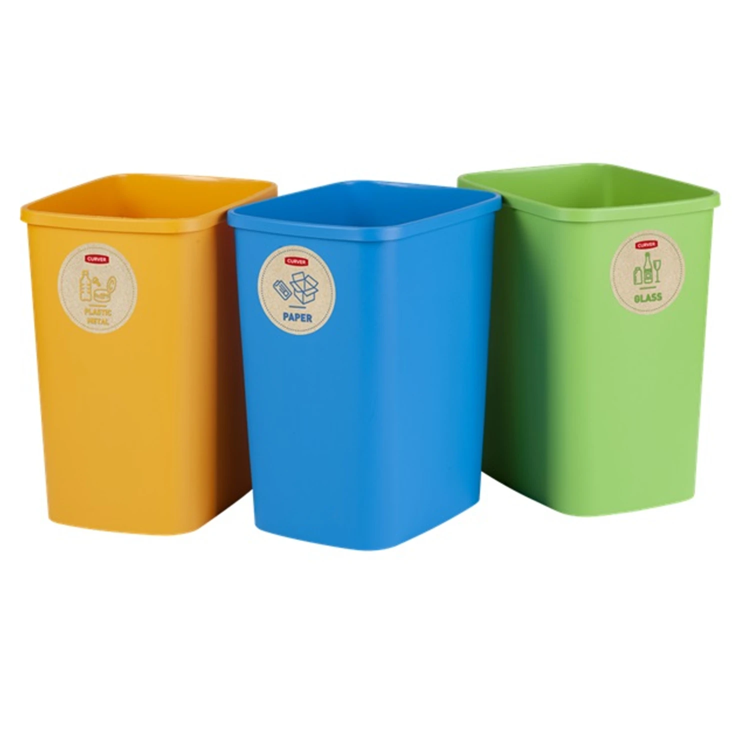 instinct bibliothecaris energie Curver Eco Vriendelijke Set Van 3 Afval Scheiding Systeem Papier Glas En  Plastic Recycling Emmer (3x 10L/25L)|Waste Bins| - AliExpress