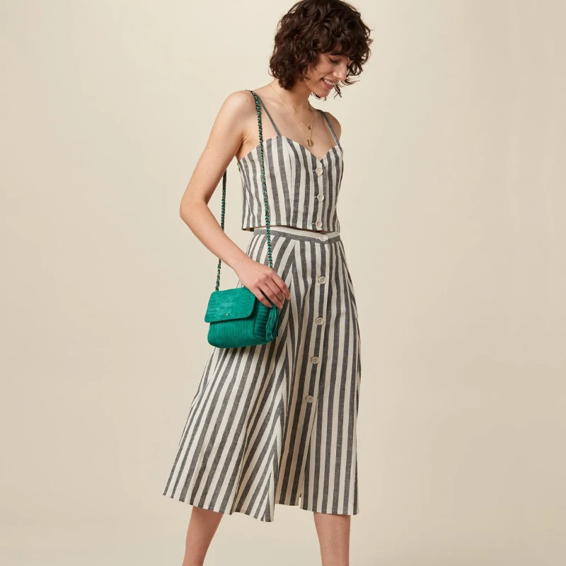 

Ladies linen vertical stripe set