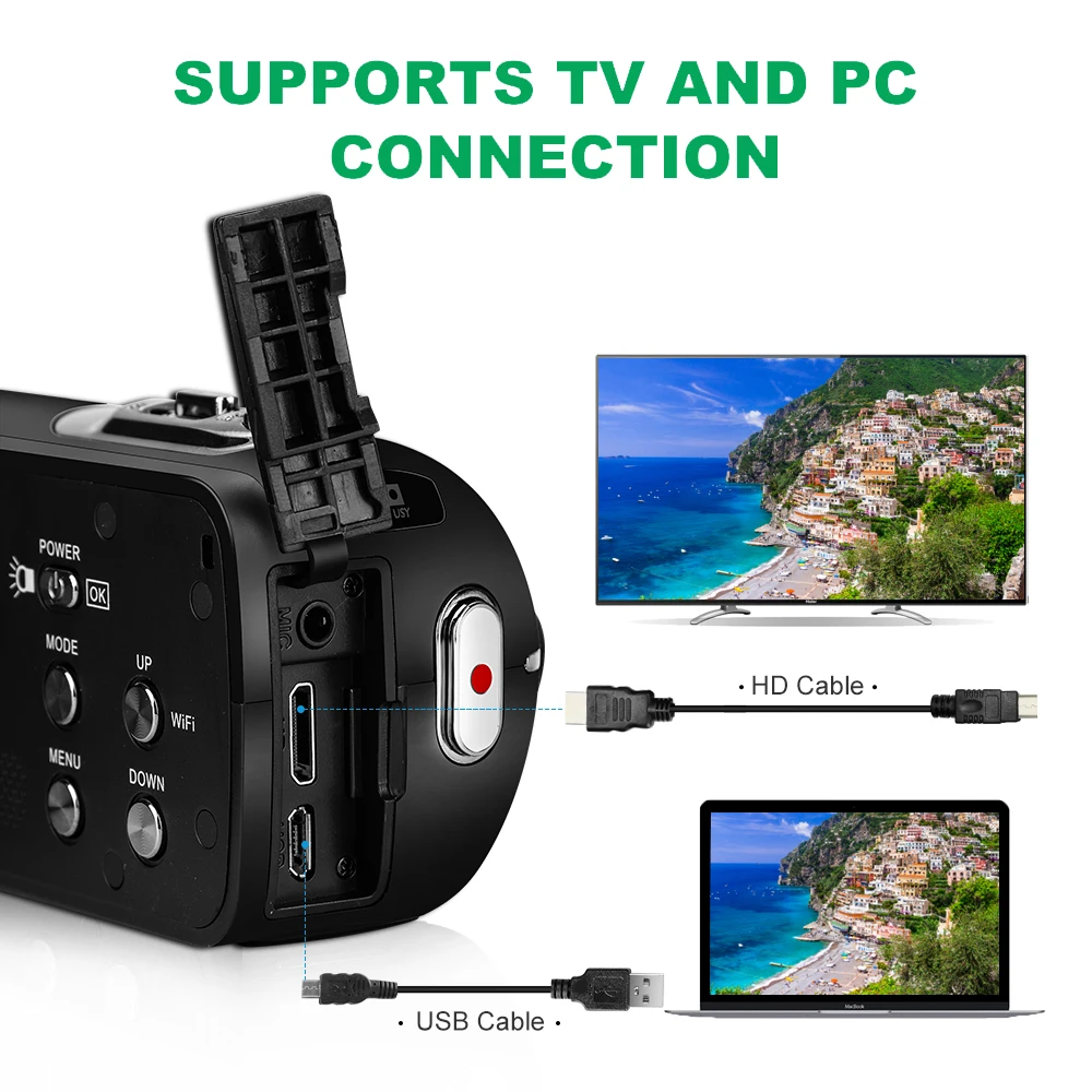 Wifi цифровая камера Портативная Цифровая видеокамера ночного видения SD HDMI 4K фото профессиональная DSLR 2,7 K Full HD видеокамера 16X