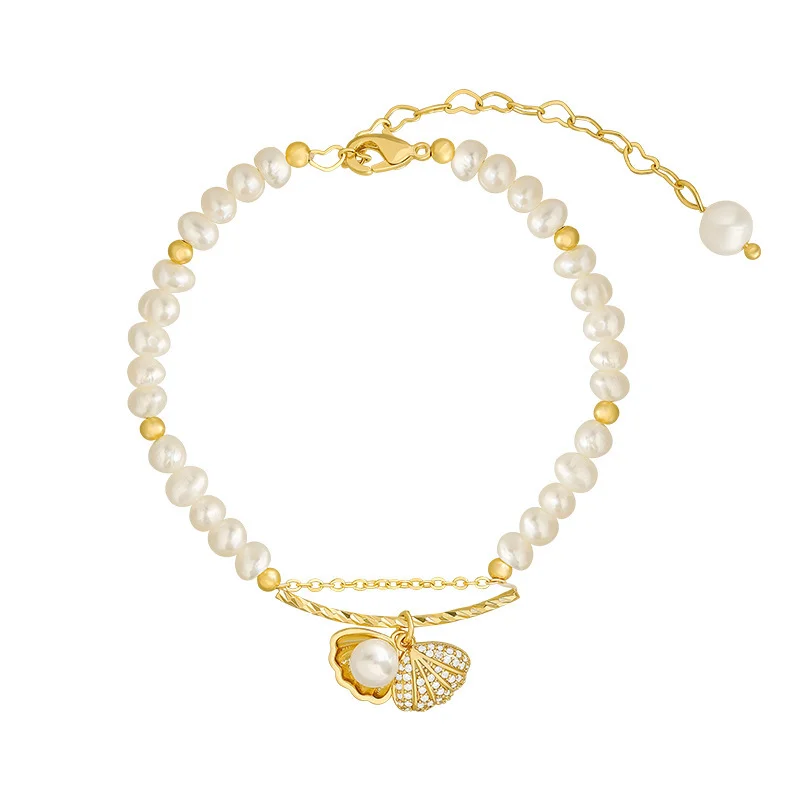 

New Natural Baroque Pearl Bracelet For Women Female Ins Hot Best Gift For Girlfriend Party Simple Elegant Shell Golden Jewelry