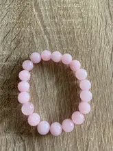 Pulsera elástica de cuarzo con piedra Natural para mujer, brazalete de color rosa en polvo, 2021