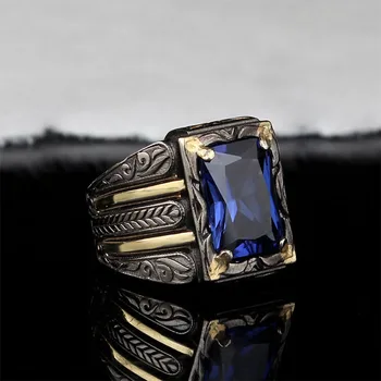 

Tanzanite Mans Silver 18k Gold plated Handmade Ring, Tanzanite 925 Silver Ring, Handmade special cut Rectangular Tanzanite Ring