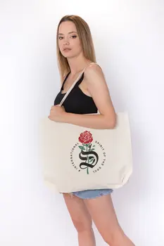 

Angemiel Bag Written Large Rose Tote Shopping Beach Bag