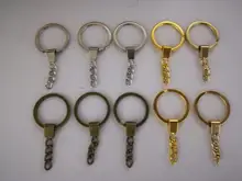 Key-Ring Keychain Split Long Round 10pcs Bronze-Plated Rhodium P6680 And And