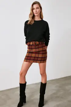 

Trendyol Arched Plaid Mini Skirt TWOAW21ET0643