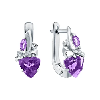 

Silver earrings with amethyst and cubic zirconia sunlight sample 925