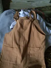 Mono de lino y algodón de talla grande para mujer, peto holgado con nudo para mujer, monos bombachos, ropa vintage