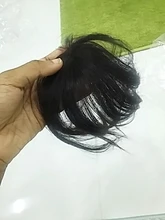 Flequillo brasileño de cabello humano, Clip de flequillo postizo hecho a mano, flequillo ligero y romo de aire suave