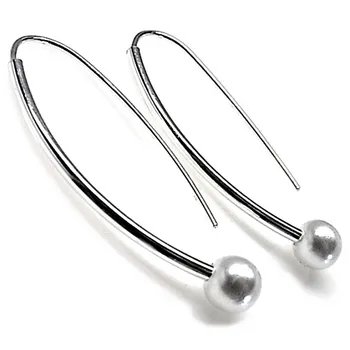 

925 sterling silver earrings m needle 2mm. Pearl [AB2745]