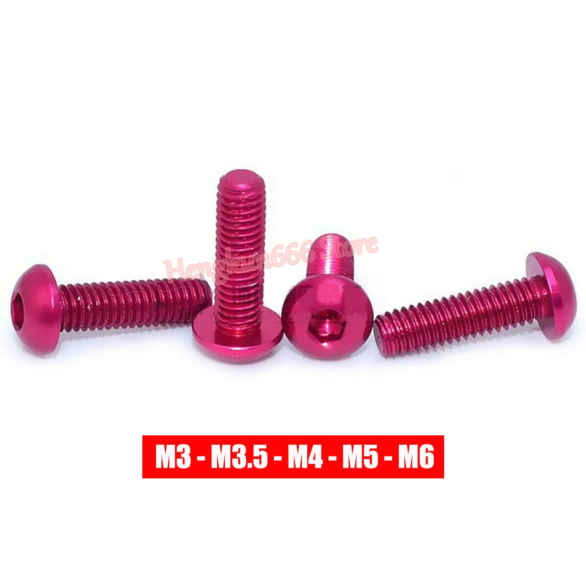 

M3 M3.5 M4 M5 M6 Aluminum Alloy Button Socket Cap Screws Rose Red - Anodized Alu Round Head Allen Bolts Hex Drive Machine Screw