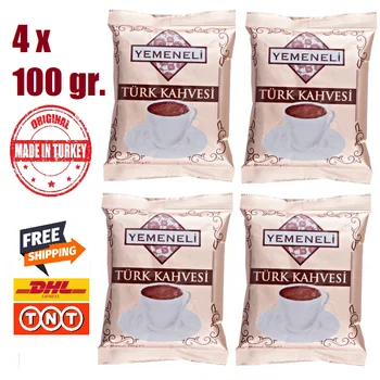 

TURKISH COFFEE 4x100 Gr. ROASTED PURE GROUND %100 DELICIOUS & FRESH TURKISH COFFEE YEMENLİ FREE DHL/TNT EXPRESS SHIPPING