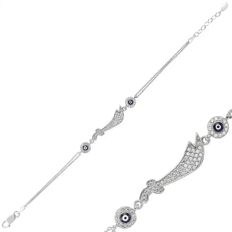 Merve Silver Zulfiqar Sword Womens Bracelet