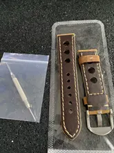 Correa de cuero genuino para reloj, tres agujeros blanda transpirable con correa de reloj, hebilla de cuero de vaca, 20mm, 22mm, Vintage, marrón