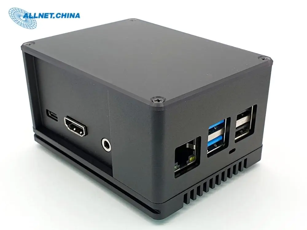 Алюминиевый корпус ecoPI PRO hp с теплоотводом для ROCK PI 4 - Цвет: Черный