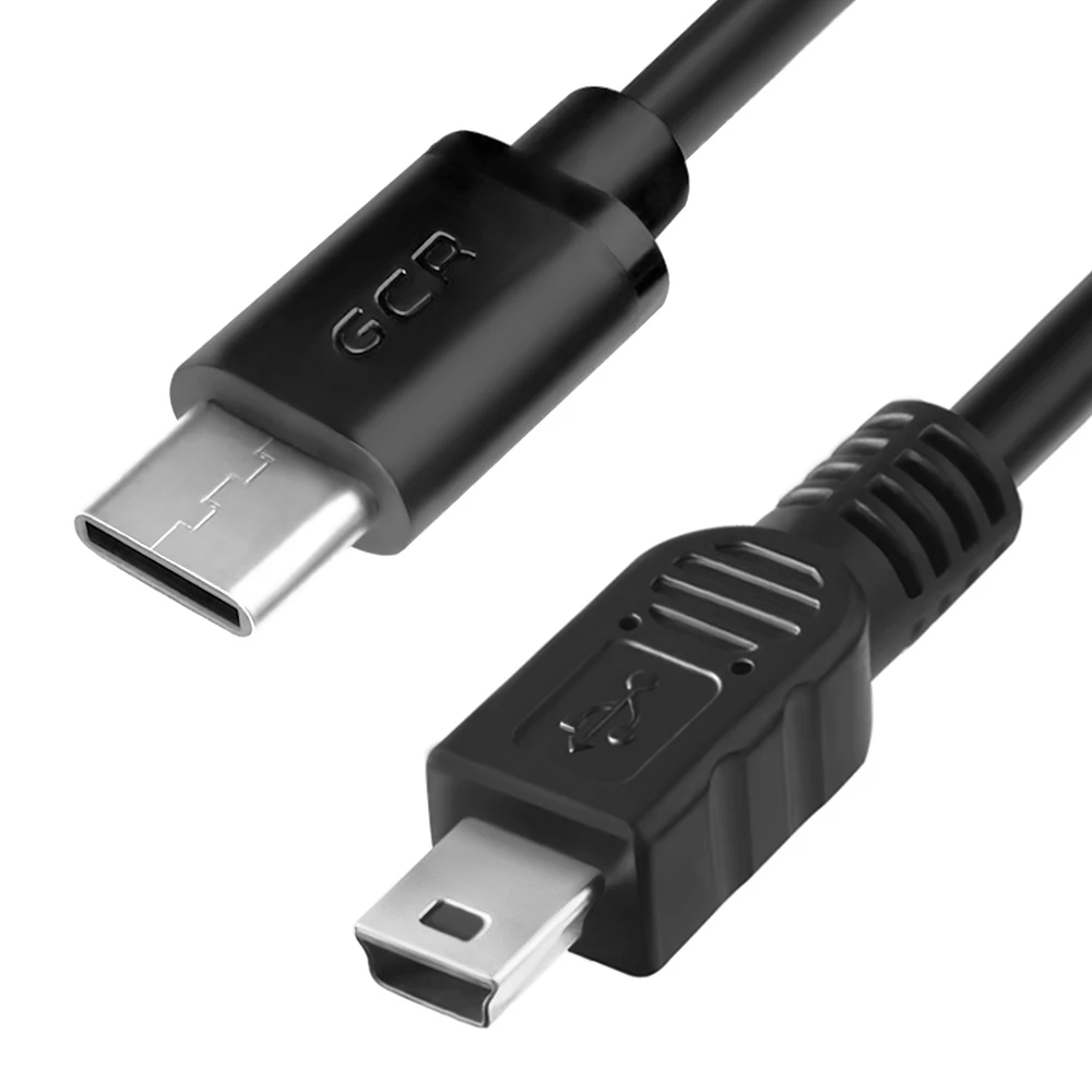 GCR кабель USB Type C mini USB для зарядки и синхронизации для видео регистраторов, MP3 плееров, GPS навигаторов, HDD, камеры - Цвет: Black