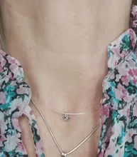 Collar de plata de ley 925 con Zirconia, Pez transparente Invisible, bisutería, S-N52