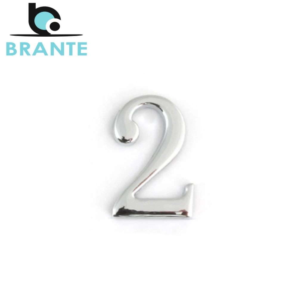 Цифра дверная BRANTE &quot2&quot на клеевой основе хром|Дверные таблички| |