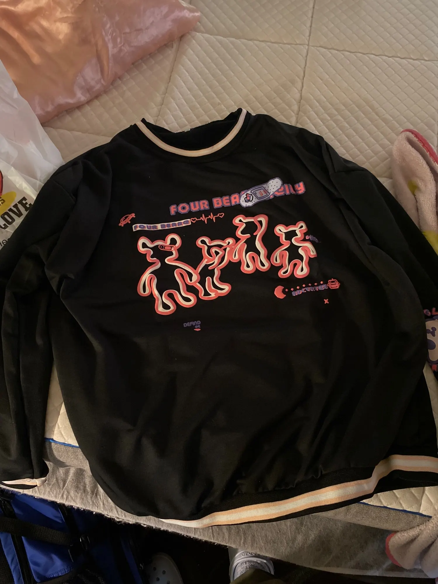 Punk Egirl Y2K Cartoon bear print Sweatshirt photo review