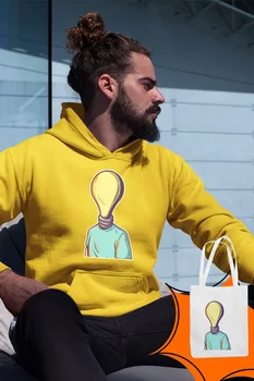 

Angemiel Wear Bulb-Head Yellow Men 'S Hooded Sweatshirt Bags Kombin