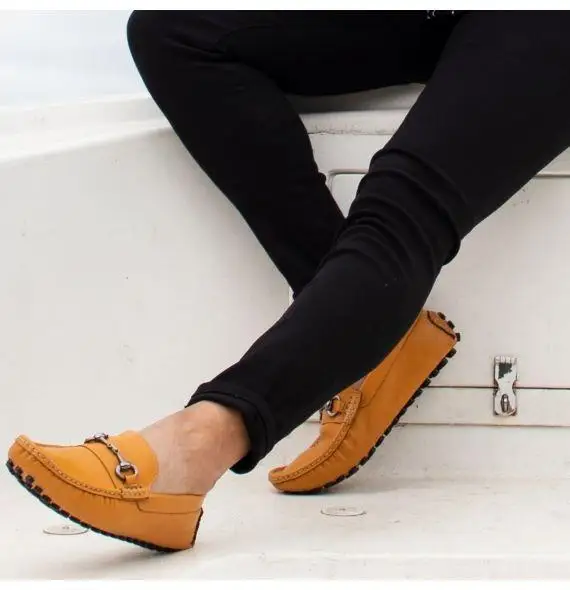 Zapatos clásicos de piel auténtica, Color mostaza, para hombre|Zapatos  informales de hombre| - AliExpress
