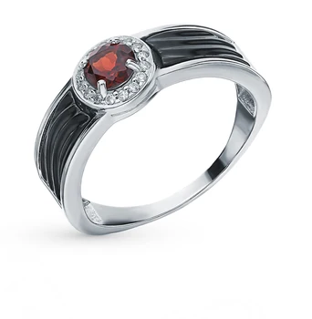 

Silver ring with cubic zirconia and Garnet sunlight sample 925