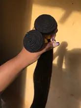 ALIANNA-extensiones de cabello humano para mujer, mechones de pelo largo y liso, brasileño, 32, 34, 36, 38 y 40 pulgadas, n. ° 1B, 30 pulgadas