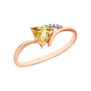 

Gold ring with cubic zirconia and citrine sunlight sample 585 test