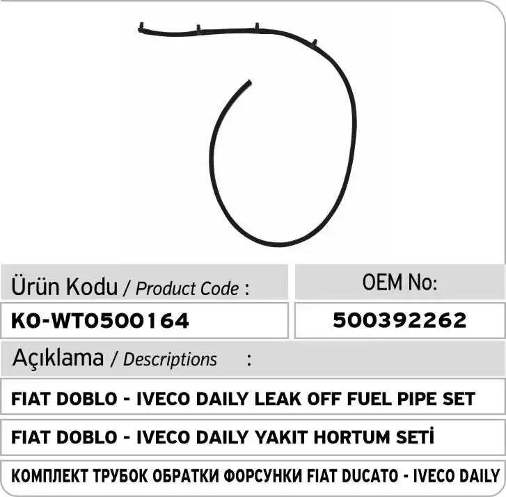 

Fiat Ducato - Ivec0 Daily 2.3 JTD Fuel Pipe Set 500392262