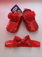 Ma & Baby-zapatos de princesa para bebés recién nacidos de 0 a 18 meses, con lentejuelas y lazo, para primeros pasos y diadema
