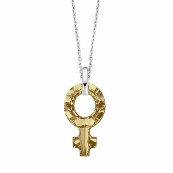 

KUTAYDAN Swarovski®4876 Golden Shadow Female Symbole Silver Necklace
