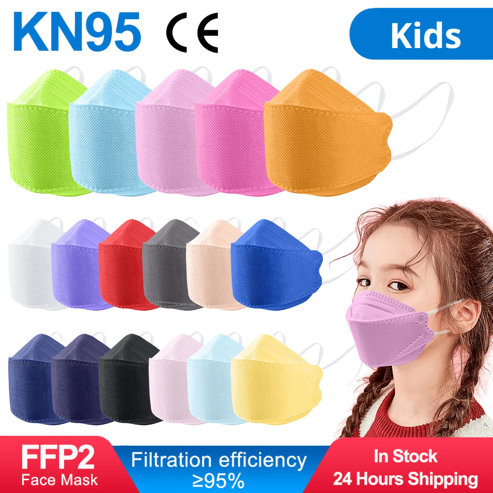 Candy Color Mascarillas FFP2 KN95 Masks Children 4 layers Mascarilla FFP2 Infantil 10pcs