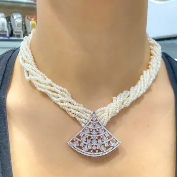 

Diamond Model Marquise Special Stone Silver Sand Pearl Necklace