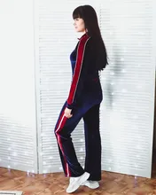 Cutenew-chándal de ante con letras estampadas para mujer, traje de 2 piezas, sudadera + pantalones de chándal rectos, conjunto a juego, ropa de calle deportiva para Fitness