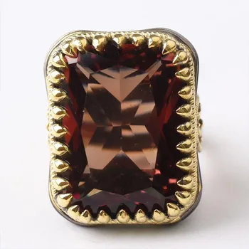 

Handmade Rectangular Sultanite Man Silver Ring,18K Gold Plated Sultanite Silver Men Ring