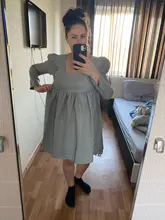 Plaid Dress Puff-Sleeve Square Collar Bclout Black White Sexy Vintage Autumn Casual Woman