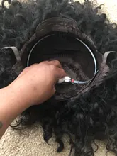 LUFFY-Peluca de cabello humano rizado sin pegamento para mujeres negras, hecha a máquina con flequillo, pelo brasileño Remy con densidad de 200%