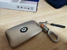 Cubierta de llave de coche para Renault, funda de llave rígida de imitación de fibra de carbono, cadena para Renault Kadjar Megane Koleos QM5 QM6 2013-18