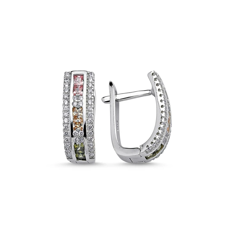 

Armagano Colored Baguette Zircon Stone Earrings