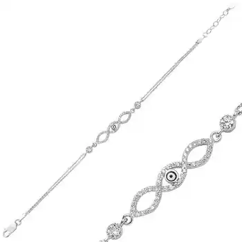 

KUTAYDAN 925 Sterling Silver Three Infinity Ladies Bracelet