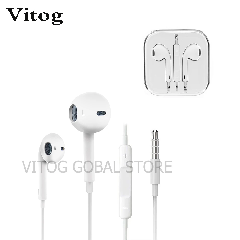

VITOG Microphone Earphone 3.5mm Wired Control Headsets In-ear Earbuds for iphone 5 6 6s Plus Universal Earphones