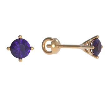 

Earrings studs Arina gold 14K 585 amethyst woman