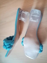 Zapatillas transparentes de tacón alto para mujer, zapatos de tacón cuadrado con punta cuadrada, de cuero, sexys, para verano