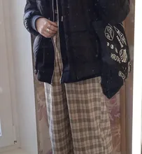 Pantalones largos sencillos Vintage a cuadros para mujer, pantalón de pierna ancha, informal, moda urbana