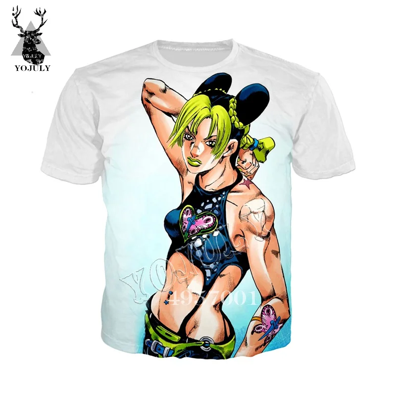 YOJULY аниме JoJo невероятное приключение 3D принт в стиле Харадзюку летняя футболка для мальчиков и девочек уличная одежда Забавные топы Для мужчин Для женщин рубашки Y392