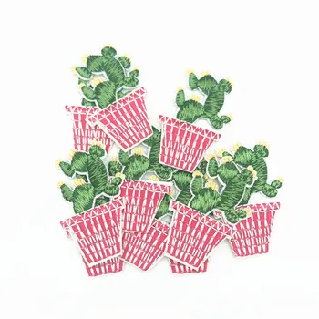 

100pcs Iron On Patches for Clothing Appliques Cactus Plant Pot Garment Embroidered Patch Jeans Jacket Parches Stickers Patchwork