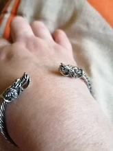 Pulsera Vintage de cabeza de dragón, brazalete abierto con boca, estilo nórdico, Vikingo, diseño trenzado antiguo tallado, joyería