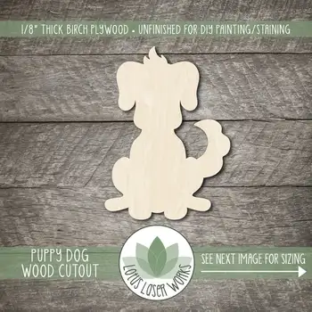 

Wood Puppy Dog Cutout, Blank Wood Craft Embellishments, Wooden Dog Shapes