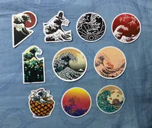 Volante grande arena para lavar, grafiti oceánico, portátil, monopatín, guitarra, pegatina impermeable, venta al por mayor, 10/30/50 Uds.