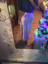 Mnealways18-falda de seda satinada para mujer, Falda larga de cintura alta, color púrpura, elegante, para oficina, Primavera, 2020