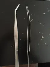 Pinzas rectas y curvadas de acero inoxidable, pinzas para alimentar reptiles, serpientes, lagartos, araña (plata), 2 uds.